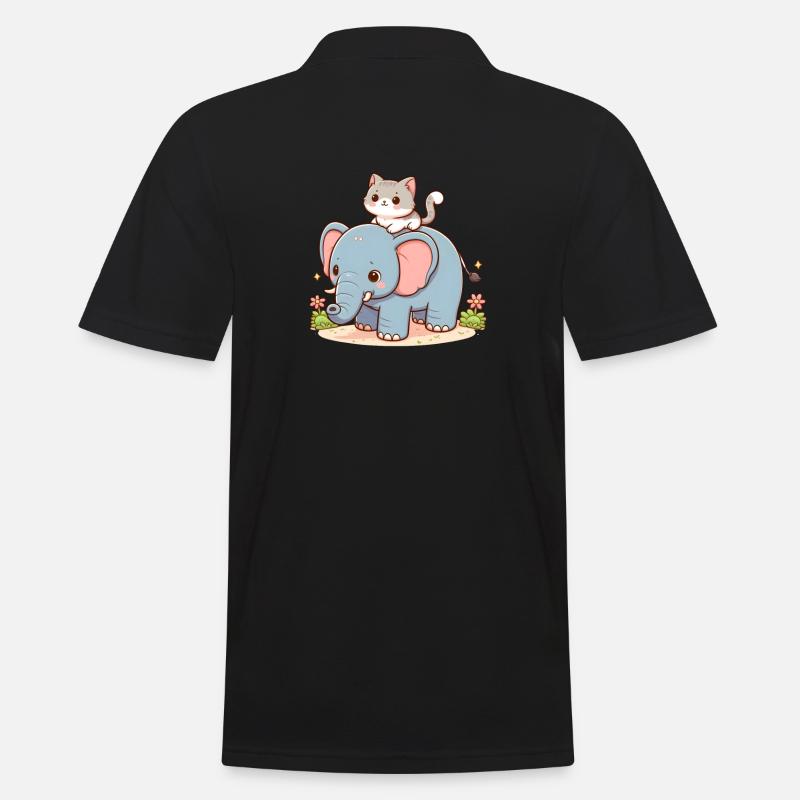 Cat rides elephant - Men's Polo Shirt - black