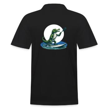 Crocodile doing stand-up paddling - Men's Polo Shirt - black - Back - Kai (181cm)