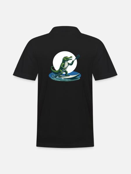 Crocodile doing stand-up paddling - Men's Polo Shirt - black