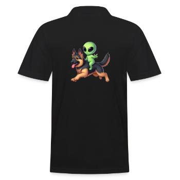Alien sur berger allemand - Polo Homme - noir - Dos - Kai (181cm)