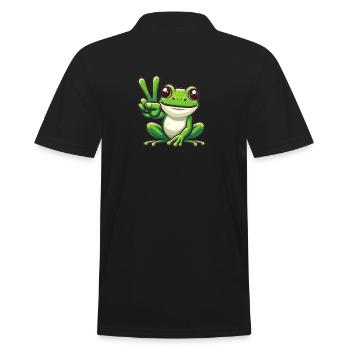Friedensfrosch - Inspirierendes Motiv - Männer Poloshirt - Schwarz - Hinten - Kai (181cm)
