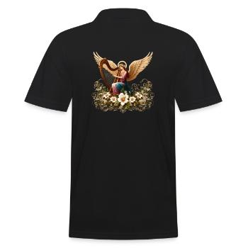 Engel auf Wolken - Für Christen - Männer Poloshirt - Schwarz - Hinten - Kai (181cm)