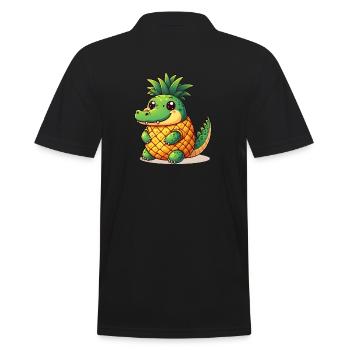 Ananas Krokodil - Männer Poloshirt - Schwarz - Hinten - Kai (181cm)