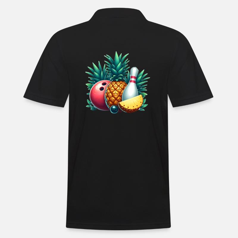 Bowlingkugel und Ananas - Männer Poloshirt - Schwarz