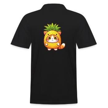 Niedliche Katze im Ananas-Kostüm - Männer Poloshirt - Schwarz - Hinten - Kai (181cm)