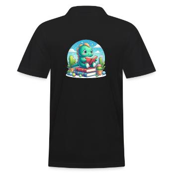 Reading dinosaur - Men's Polo Shirt - black - Back - Kai (181cm)