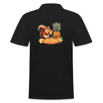 Squirrel enjoying pizza - Men's Polo Shirt - black - Back - Kai (181cm)
