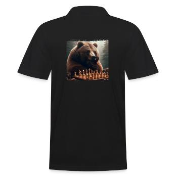 Chess Playing Bear - Men's Polo Shirt - black - Back - Kai (181cm)