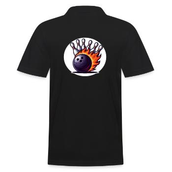 Brennende Bowlingkugel - Männer Poloshirt - Schwarz - Hinten - Kai (181cm)