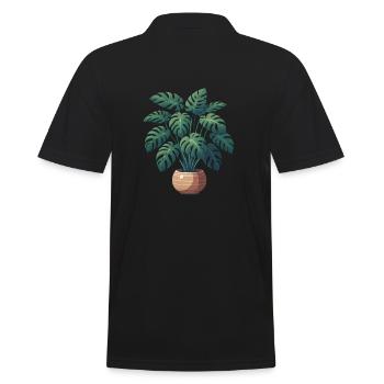 Beautiful Monstera Plant - Men's Polo Shirt - black - Back - Kai (181cm)