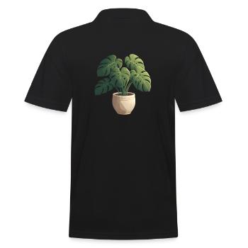 Beautiful Monstera Plant - Men's Polo Shirt - black - Back - Kai (181cm)