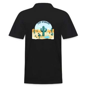 Hydratisierender Kaktus in der Wüste - Männer Poloshirt - Schwarz - Hinten - Kai (181cm)