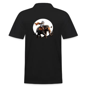 Proud cat riding elephant - Men's Polo Shirt - black - Back - Kai (181cm)