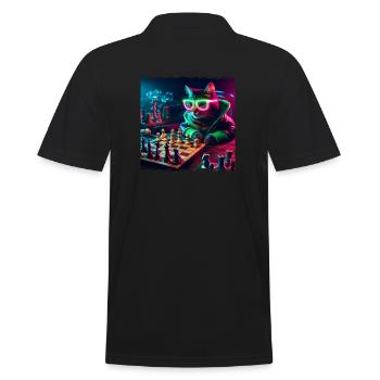 Chess Club Cat - Men's Polo Shirt - black - Back - Kai (181cm)
