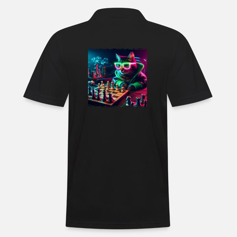 Schachclub-Katze - Männer Poloshirt - Schwarz