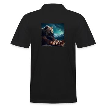 Chess Playing Bear - Men's Polo Shirt - black - Back - Kai (181cm)