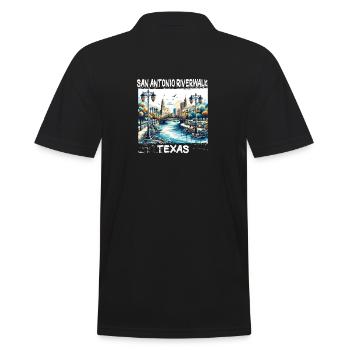 San Antonio Riverwalk, Texas - Men's Polo Shirt - black - Back - Kai (181cm)