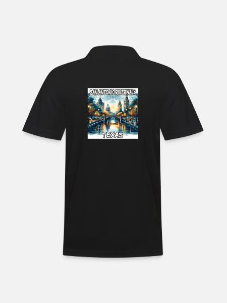 San Antonio Riverwalk, Texas - Men's Polo Shirt - black
