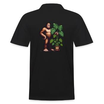 Bigfoot mit Monstera Pflanze - Männer Poloshirt - Schwarz - Hinten - Kai (181cm)