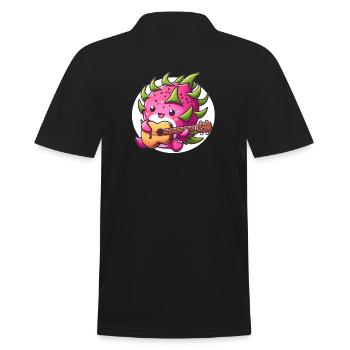 Drachenfrucht spielt Gitarre - Männer Poloshirt - Schwarz - Hinten - Kai (181cm)