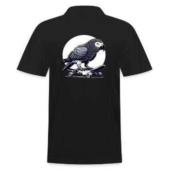 Perroquet gris africain sur skateboard - Polo Homme - noir - Dos - Kai (181cm)