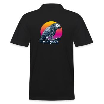 Perroquet gris africain sur skateboard - Polo Homme - noir - Dos - Kai (181cm)