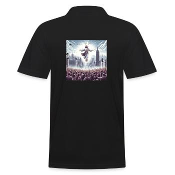 Jesus on New York - Men's Polo Shirt - black - Back - Kai (181cm)