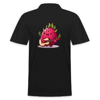 Drachenfrucht spielt Gitarre - Männer Poloshirt - Schwarz - Hinten - Kai (181cm)
