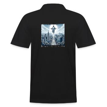 Jesus on New York - Men's Polo Shirt - black - Back - Kai (181cm)