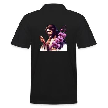 Jésus aux orchidées pourpres - Polo Homme - noir - Dos - Kai (181cm)