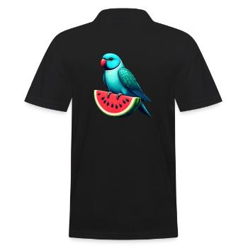 Indian Ring Neck Parrot Watermelon - Men's Polo Shirt - black - Back - Kai (181cm)