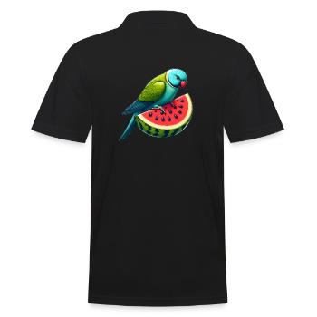 Indian Ring Neck Parrot Watermelon - Men's Polo Shirt - black - Back - Kai (181cm)