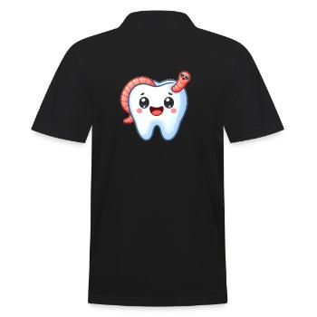 Funny tooth with worm - Men's Polo Shirt - black - Back - Kai (181cm)