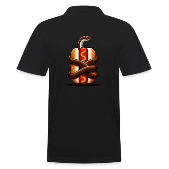 Snake Wrapped Hot Dog - Men's Polo Shirt - black - Back - Kai (181cm)