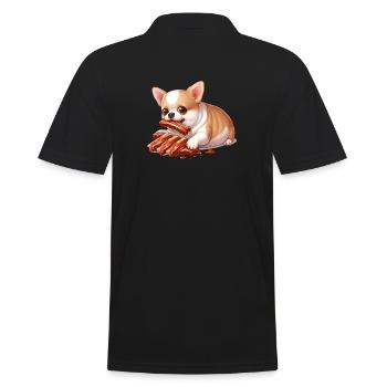 Chihuahua loves spare ribs - Men's Polo Shirt - black - Back - Kai (181cm)
