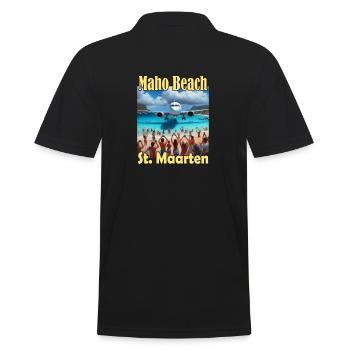 Maho Beach St. Maarten - Männer Poloshirt - Schwarz - Hinten - Kai (181cm)