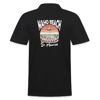 Maho Beach St. Maarten - Männer Poloshirt - Schwarz - Hinten - Kai (181cm)