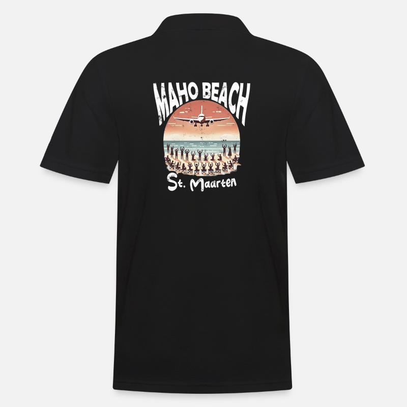 Maho Beach St. Maarten - Männer Poloshirt - Schwarz