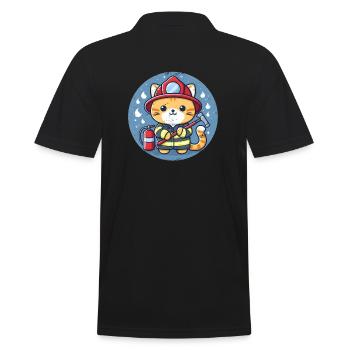 Firefighter Cat - Men's Polo Shirt - black - Back - Kai (181cm)
