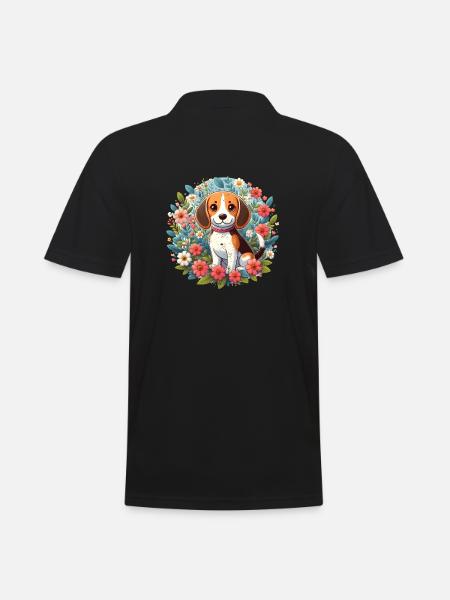 Beagle Flowers - Men's Polo Shirt - black