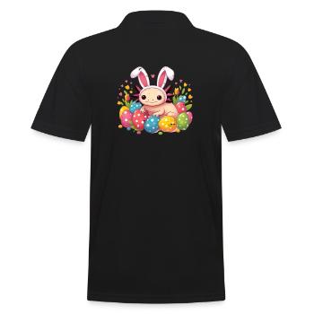 Vintage Easter Axolotl - Happy Easter - Men's Polo Shirt - black - Back - Kai (181cm)