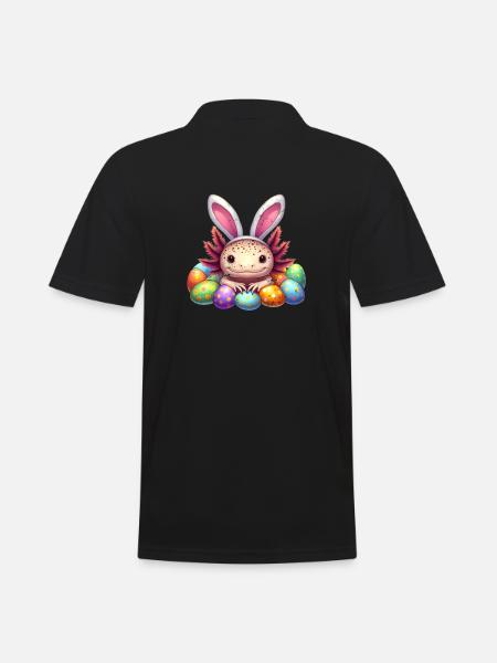 Oster Axolotl - Frohe Ostern - Männer Poloshirt - Schwarz