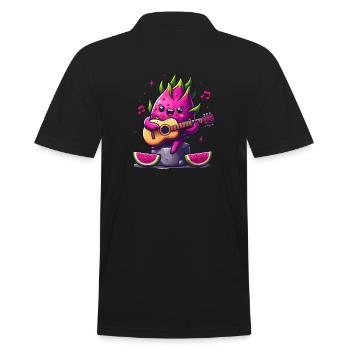Drachenfrucht am Gitarre spielen - Männer Poloshirt - Schwarz - Hinten - Kai (181cm)