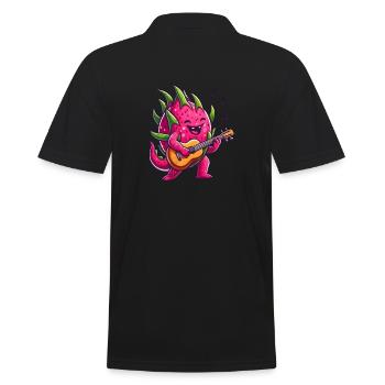 Drachenfrucht spielen Gitarre - Männer Poloshirt - Schwarz - Hinten - Kai (181cm)