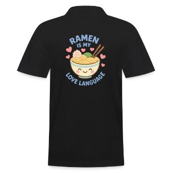 Ramen is my Love Language - Männer Poloshirt - Schwarz - Hinten - Kai (181cm)