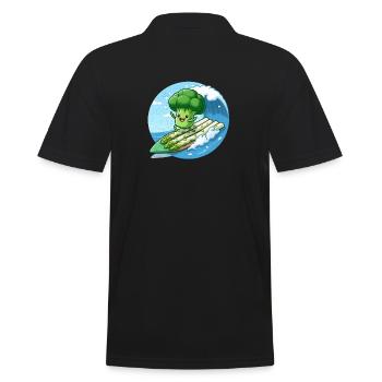 Brokkoli surft auf Spargel - Männer Poloshirt - Schwarz - Hinten - Kai (181cm)