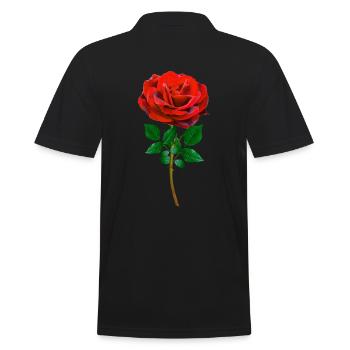 Rose - Red Rose - Men's Polo Shirt - black - Back - Kai (181cm)