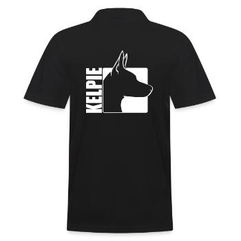 Kelpie Profile Dog Dogs Herding Dog Wilsigns - Men's Polo Shirt - black - Back - Kai (181cm)