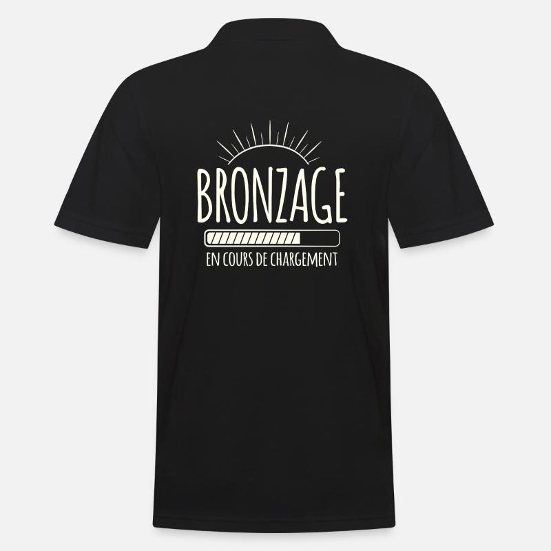 Tan Loading, Summer, Vacation, French - Men's Polo Shirt - black