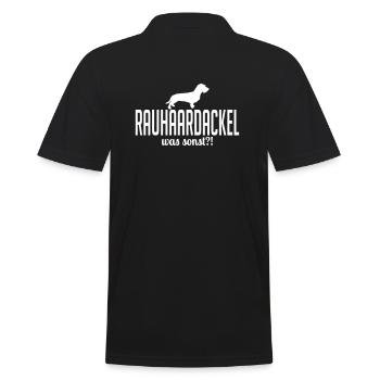 RAUHAARDACKEL was sonst - Männer Poloshirt - Schwarz - Hinten - Kai (181cm)